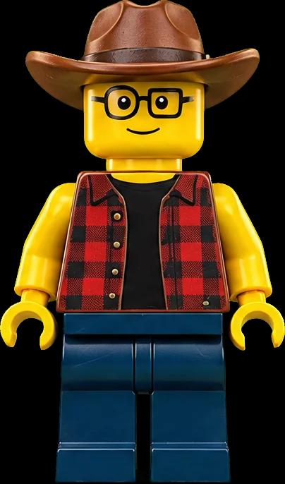 Ben, a brick figure cowboy with glasses and a plaid vest