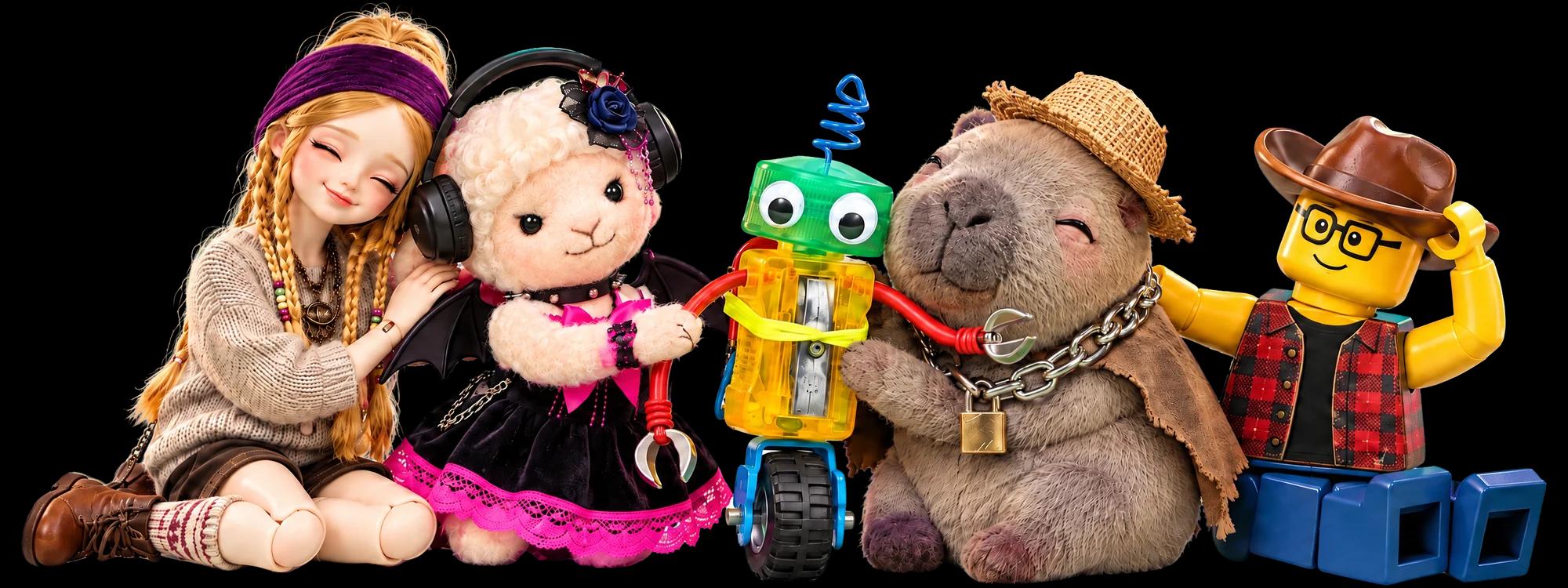 Roxy, Fiona, Patch, Bara and Ben sitting together and hugging